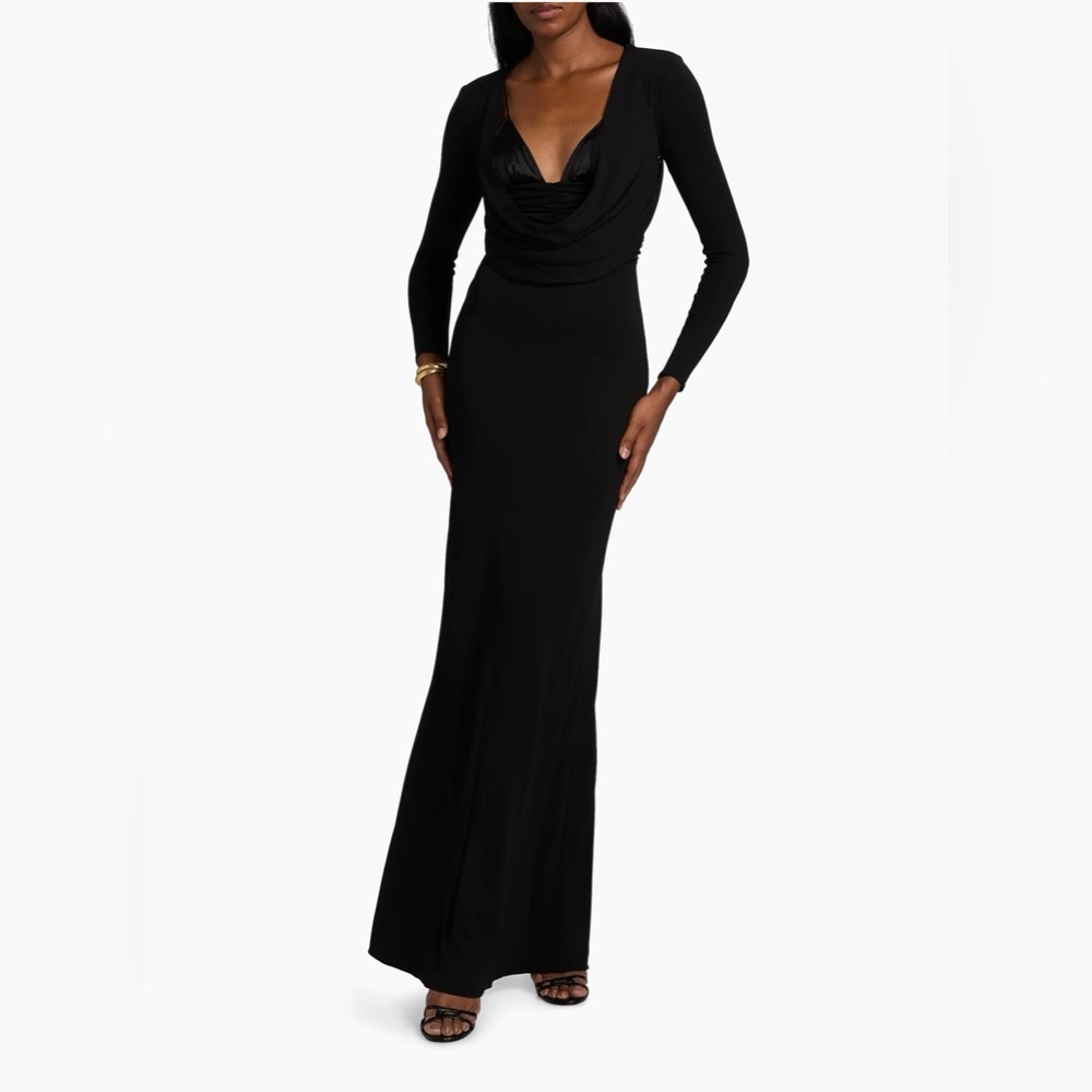 Elisabetta Franchi Sophisticated Black Long Sleeve Gown